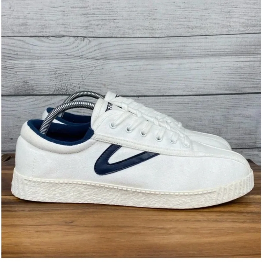 Tretorn White Sneakers with Navy Detail - Picture 4 of 10